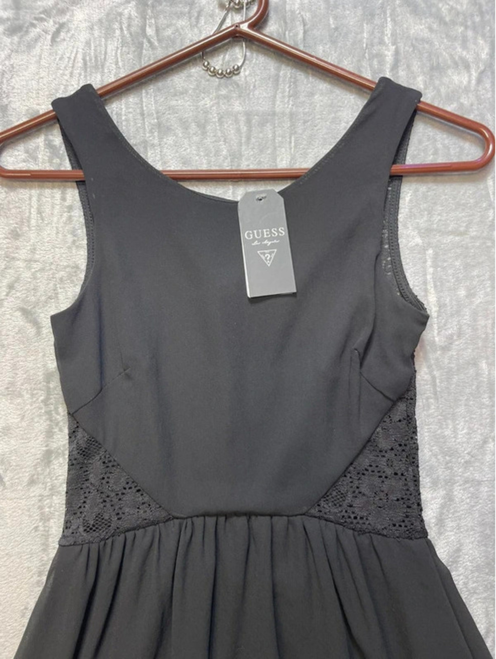 GUESS by Marciano NWT Women's Lace Cutout High Low Dress Black XS MSRP $89 - Picture 3 of 8